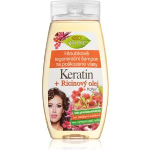 Bione Cosmetics Keratin + Ricinový olej mélyregeneráló sampon hajra 260 ml
