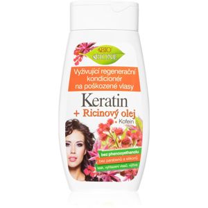 Bione Cosmetics Keratin + Ricinový olej regeneráló kondicionáló a gyenge és sérült hajra 260 ml