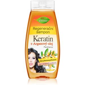 Bione Cosmetics Keratin + Argan regeneráló sampon a fénylő és selymes hajért 400 ml