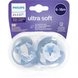 Philips Avent Soother Ultra Soft 6 - 18 m cumi Boy Whale 2 db