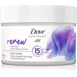 Dove Bath Therapy Renew gyengéd testpeeling Wild Violet & Pink Hibiscut 295 ml