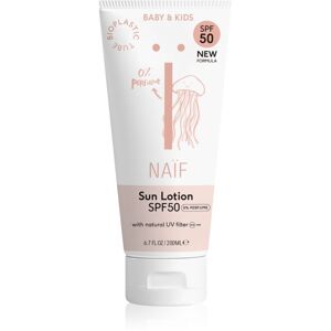 Naif Baby & Kids Sun Lotion SPF 50 napozó krém parfümmentes gyermekeknek születéstől kezdődően SPF 50 200 ml