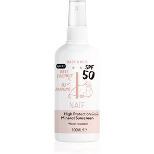 Naif Baby & Kids Mineral Sunscreen SPF 50 parfümmentes napozó spray gyermekeknek születéstől kezdődően 0 % perfume 100 ml