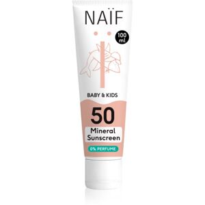 Naif Baby & Kids Mineral Sunscreen SPF 50 0 % Perfume védőkrém napozásra újszülötteknek és kisgyermekeknek parfümmentes SPF 50 100 ml