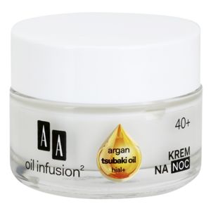 AA Cosmetics Oil Infusion2 Argan Tsubaki 40+ regeneráló éjszakai krém ránctalanító hatással