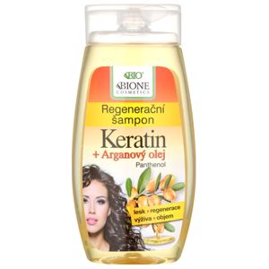Bione Cosmetics Keratin + Argan regeneráló sampon a fénylő és selymes hajért 260 ml