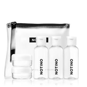 Notino Travel utazó készlet 5 üres kozmetikai tárolóedénykével WHITE