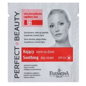 Farmona Perfect Beauty Capillary Skin nyugtató nappali krém vörösödés ellen SPF 10 (Chestnut, Japanese Ginkgo, Centella GlpCa Biocomplex) 2 ml